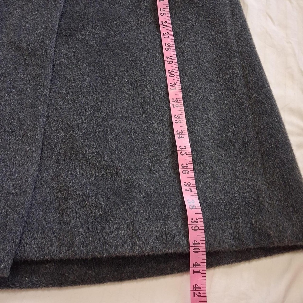 Vintage 50s 60s Luxury Charcoal Gray Wool Genuine Mink Fur Collar Overcoat M L - Picture 5 of 8